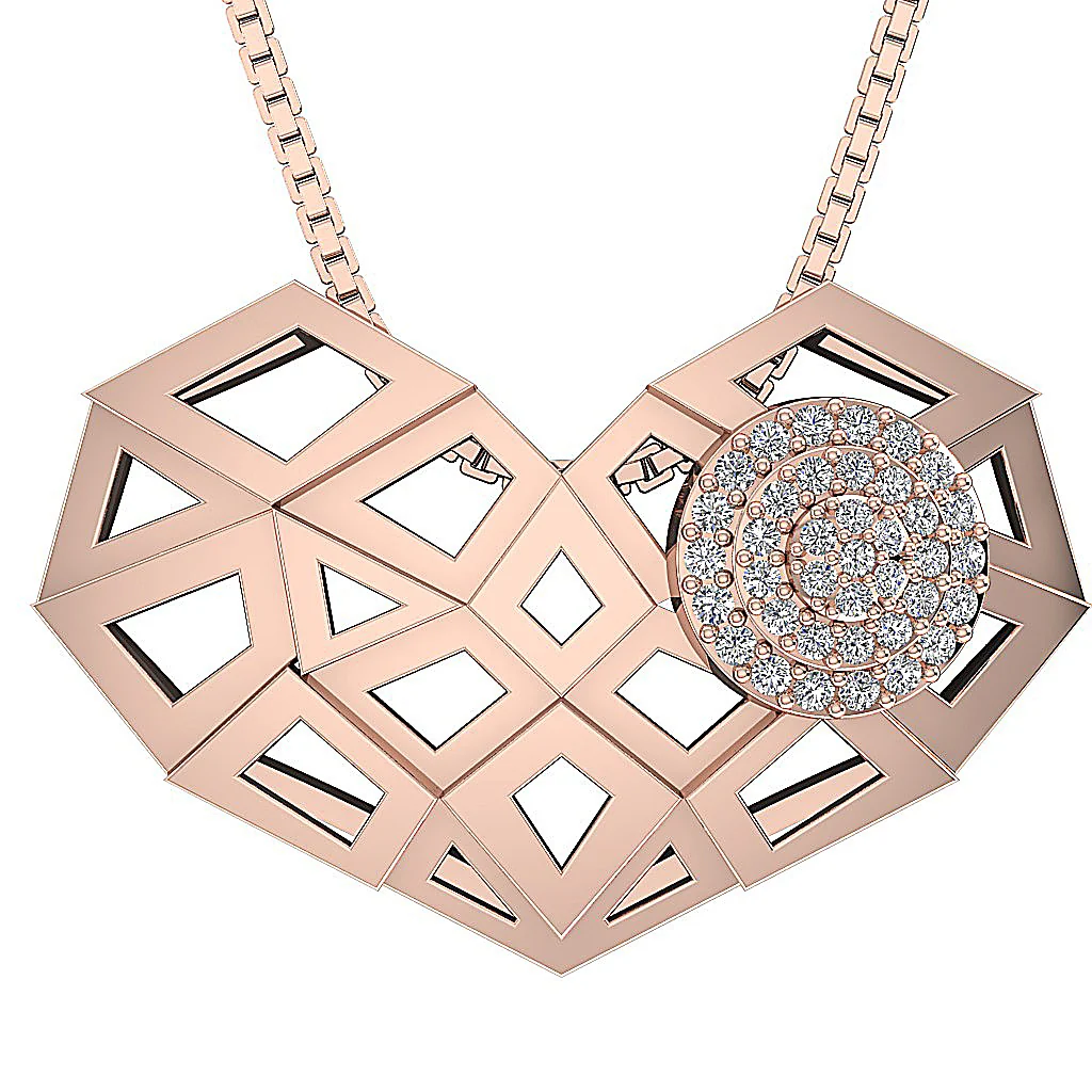 The Rebecca Unique Heart Pendant Round Brilliant Cut Diamond 14K White Gold - Image 3