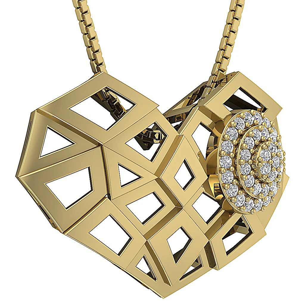 The Rebecca Unique Heart Pendant Round Brilliant Cut Diamond 14K White Gold - Image 5