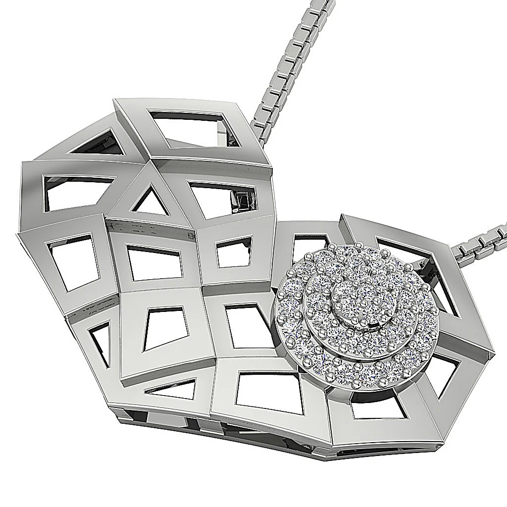 The Rebecca Unique Heart Pendant Round Brilliant Cut Diamond 14K White Gold - Image 7
