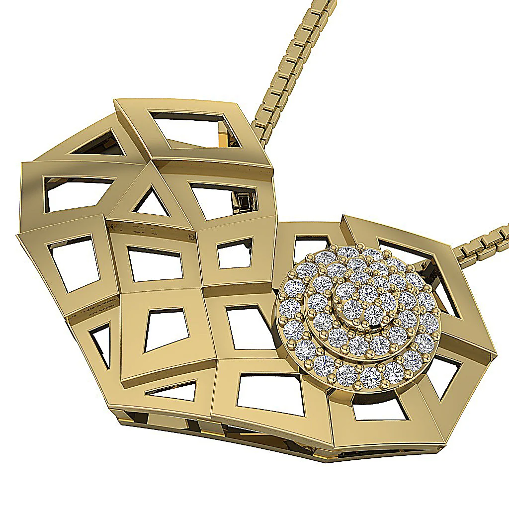 The Rebecca Unique Heart Pendant Round Brilliant Cut Diamond 14K White Gold - Image 8