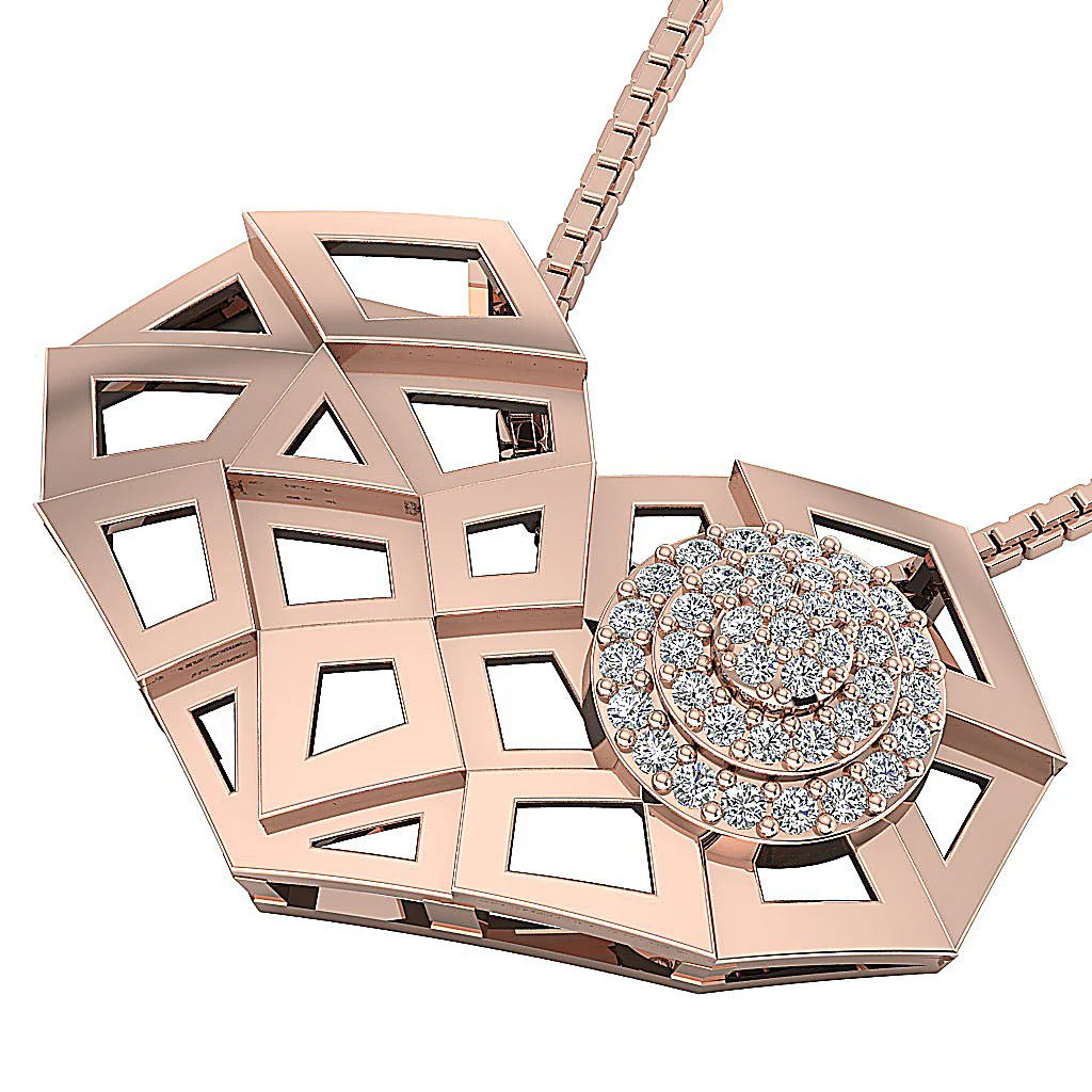 The Rebecca Unique Heart Pendant Round Brilliant Cut Diamond 14K White Gold - Image 9