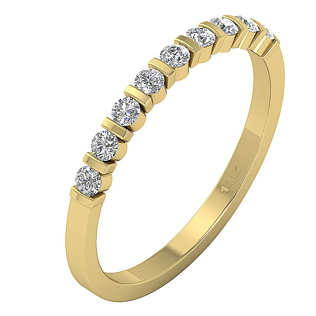 The Rebekah Bar Set Natural Round Diamond Anniversary Wedding Ring 14K Gold - Image 2