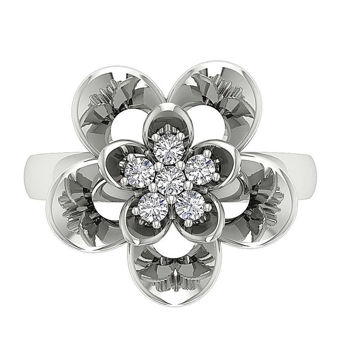 The Reese Double Flower Right Hand Engagement Ring Genuine Diamond Rose Gold - Image 4