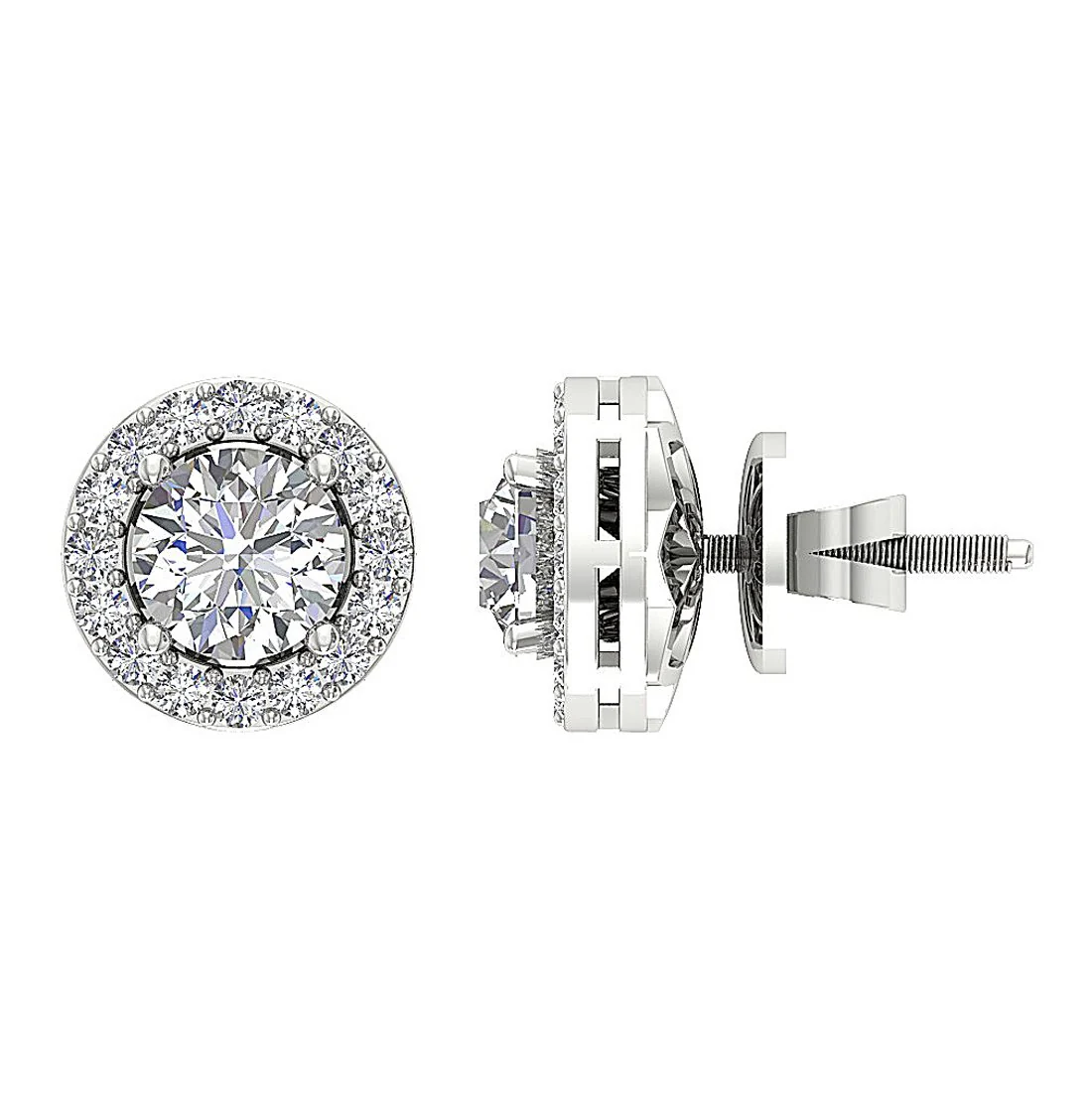 The Remington Screw Back Removable Jacket Stud Earring Natural Diamond 14K Gold