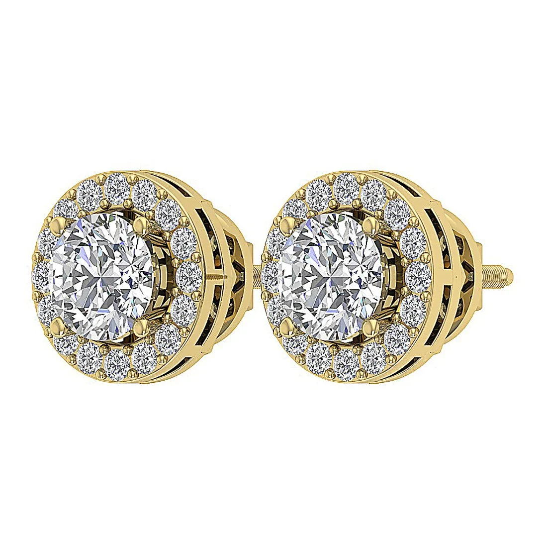 The Remington Screw Back Removable Jacket Stud Earring Natural Diamond 14K Gold - Image 2