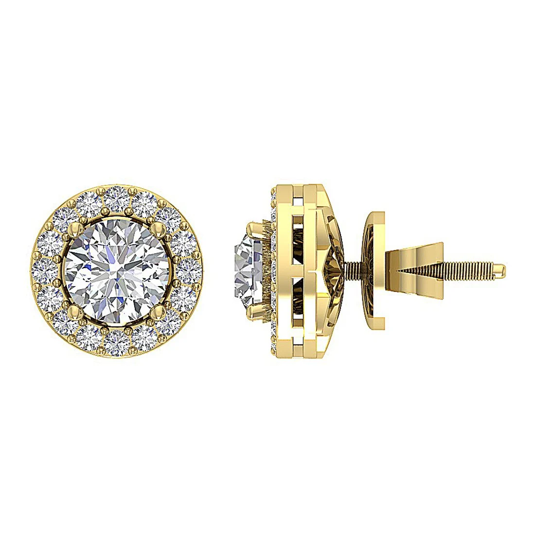 The Remington Screw Back Removable Jacket Stud Earring Natural Diamond 14K Gold - Image 6