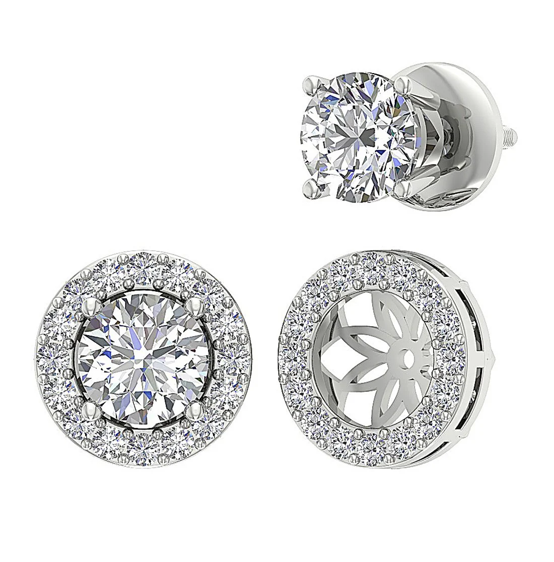 The Remington Screw Back Removable Jacket Stud Earring Natural Diamond 14K Gold - Image 7