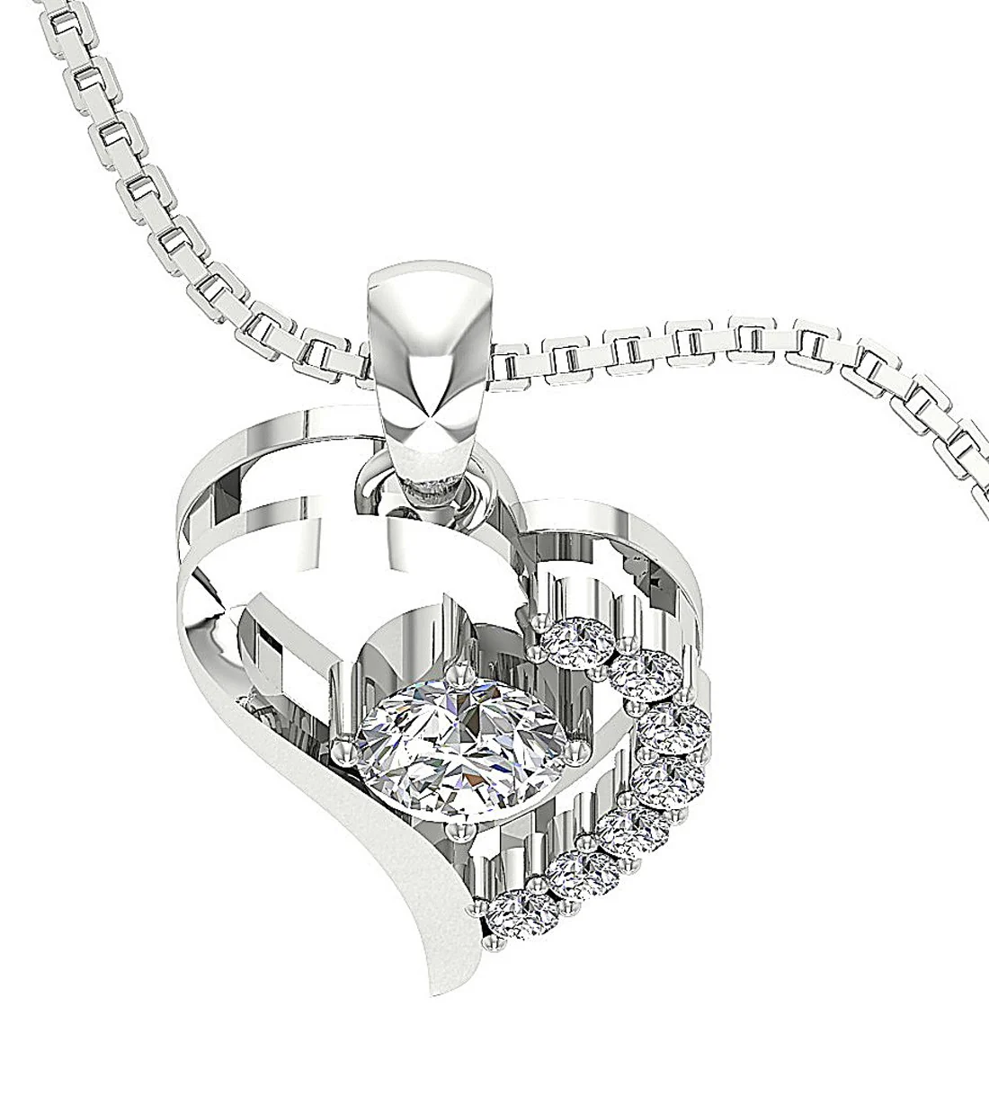 The Remy Excellent Solitaire Natural Diamond 14K Rose Gold Heart Pendant Necklace - Image 6