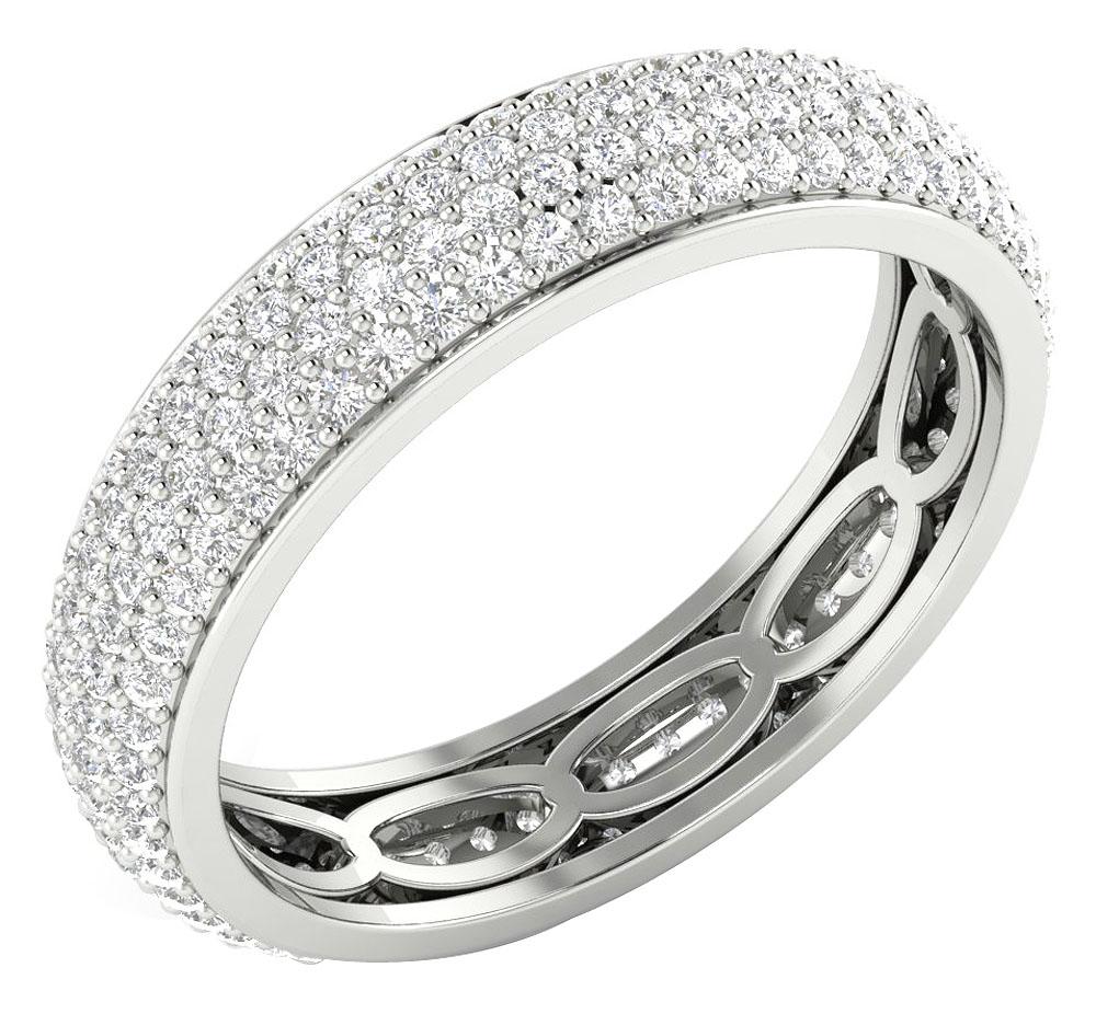 The Remy Classic Natural Diamond 3 Row Eternity Wedding Ring Prong Set Yellow Gold - Image 2
