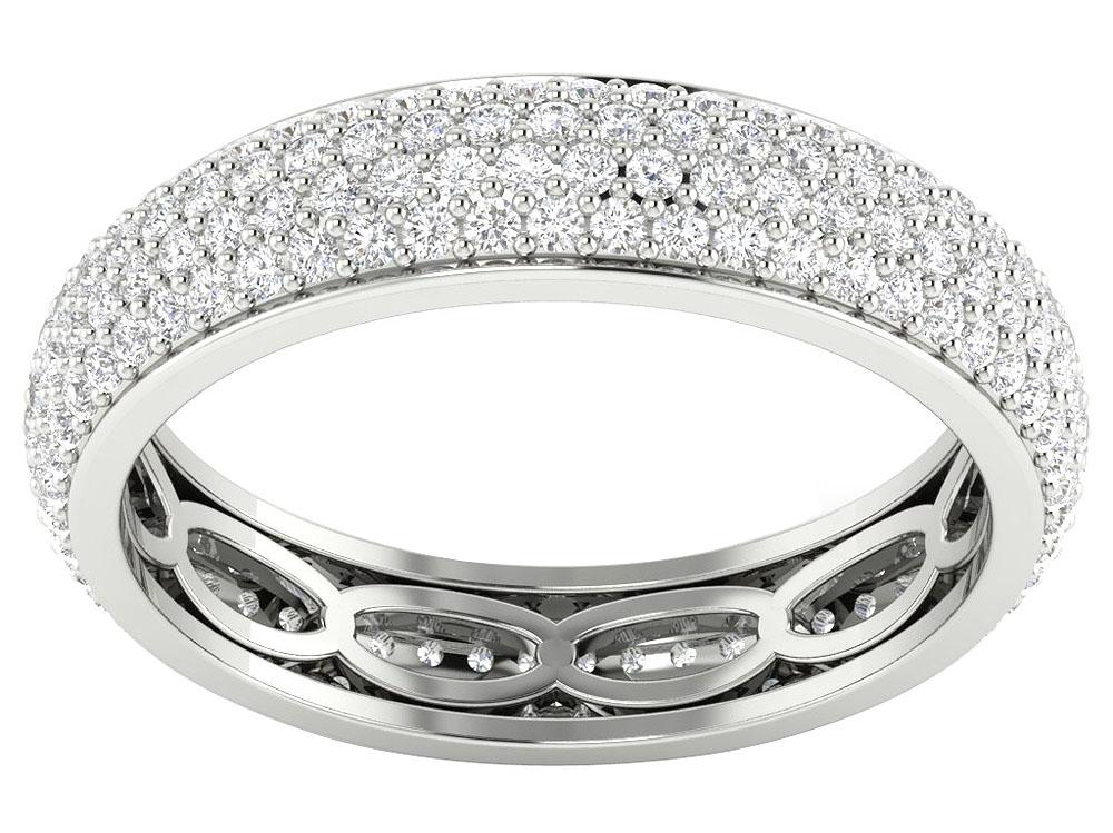 The Remy Classic Natural Diamond 3 Row Eternity Wedding Ring Prong Set Yellow Gold - Image 4