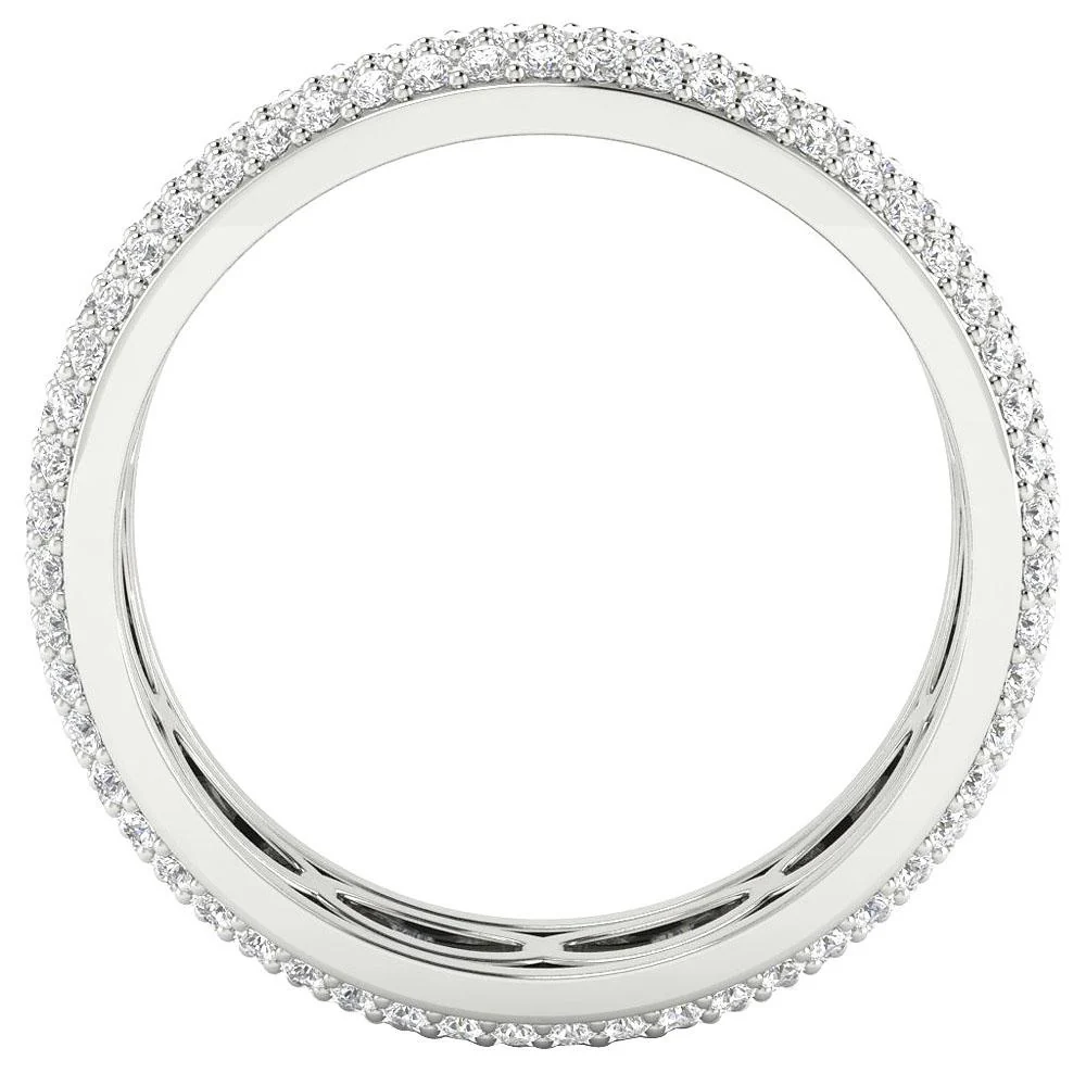 The Remy Classic Natural Diamond 3 Row Eternity Wedding Ring Prong Set Yellow Gold - Image 5