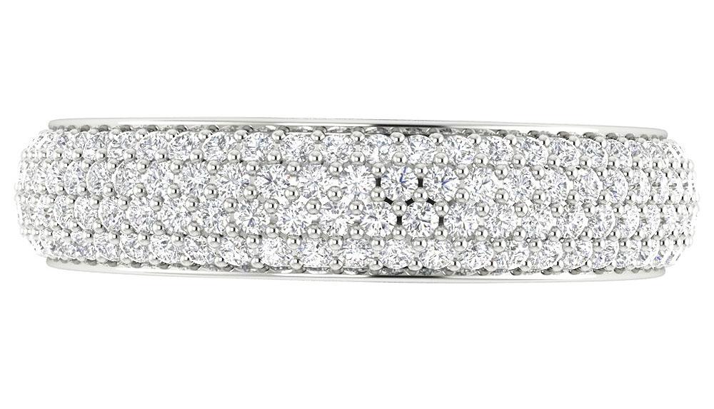 The Remy Classic Natural Diamond 3 Row Eternity Wedding Ring Prong Set Yellow Gold - Image 6