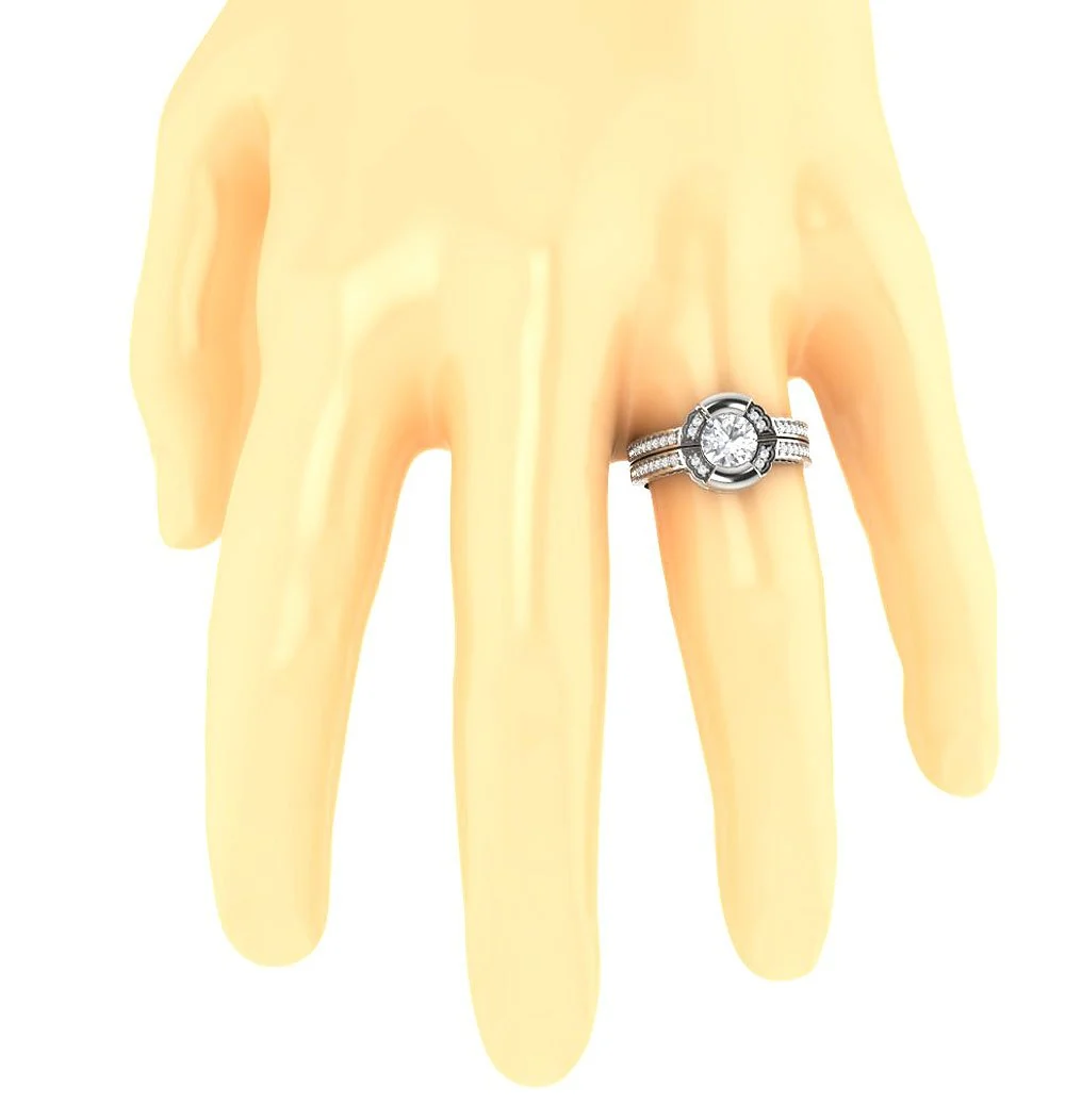 The Rene Solitaire With Accents Natural Round Diamond Ring 14K White Yellow Rose Gold - Image 7