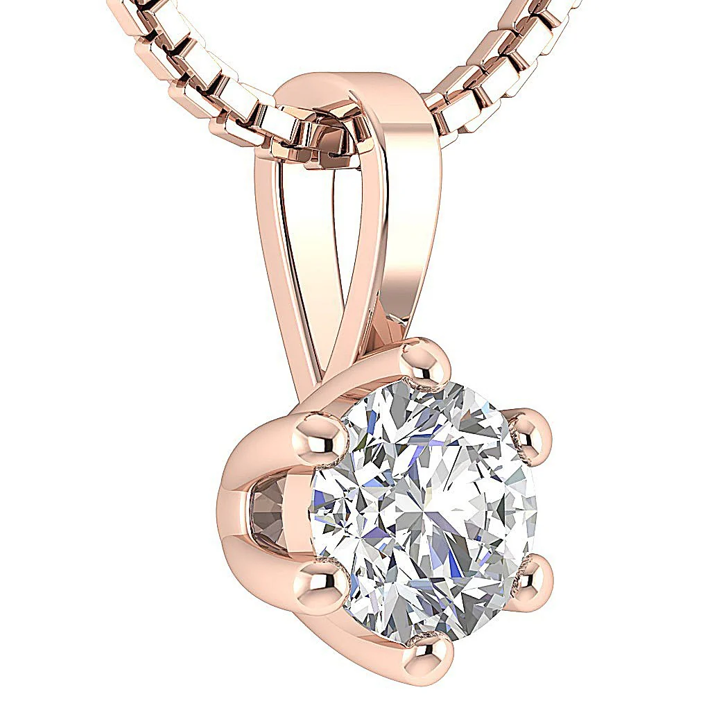 6 Prong Set Round Diamond 14k Solid Gold I1/SI1 G 0.50-1.00Carat Beautiful Solitaire Pendant - Image 4