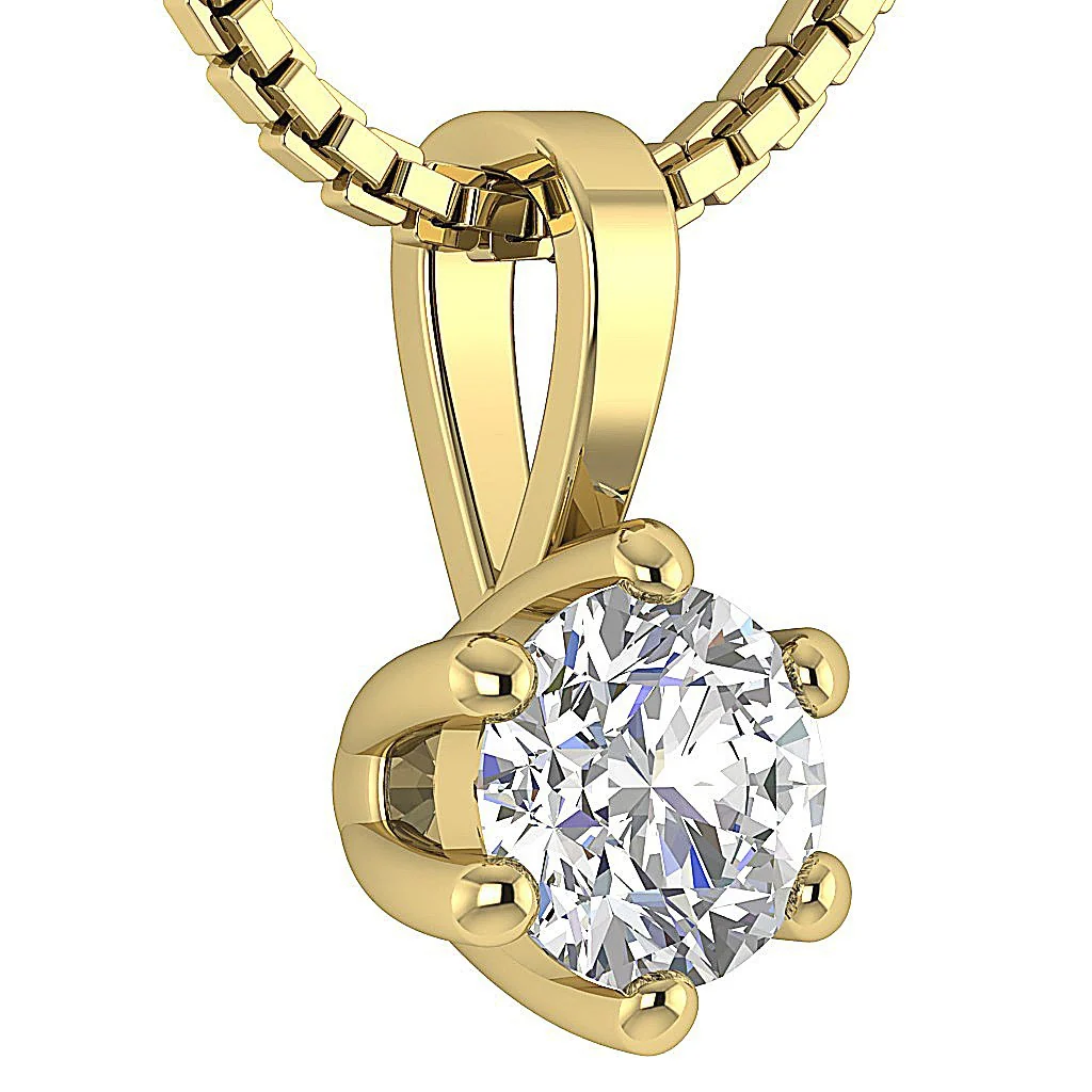 6 Prong Set Round Diamond 14k Solid Gold I1/SI1 G 0.50-1.00Carat Beautiful Solitaire Pendant - Image 5