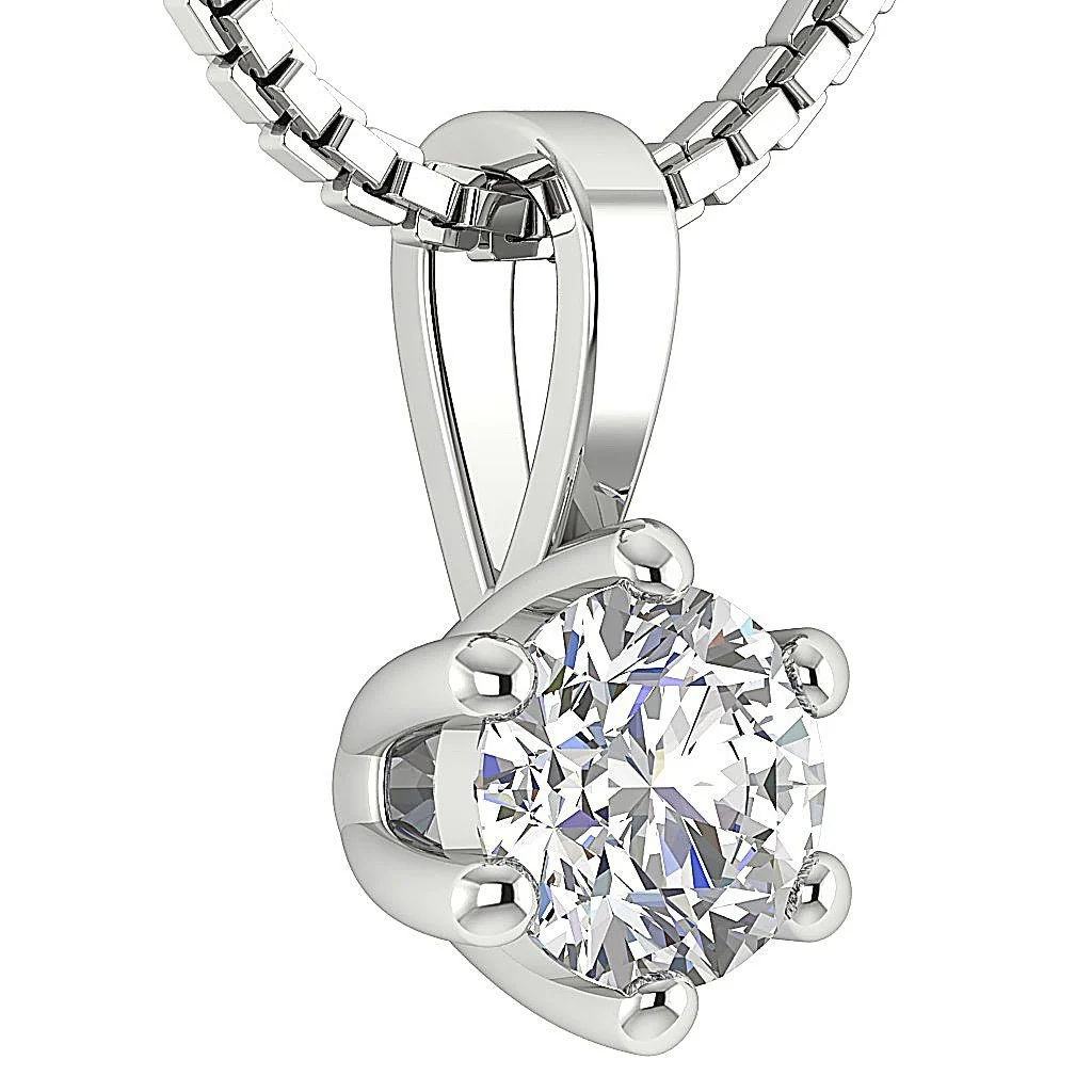 6 Prong Set Round Diamond 14k Solid Gold I1/SI1 G 0.50-1.00Carat Beautiful Solitaire Pendant - Image 6