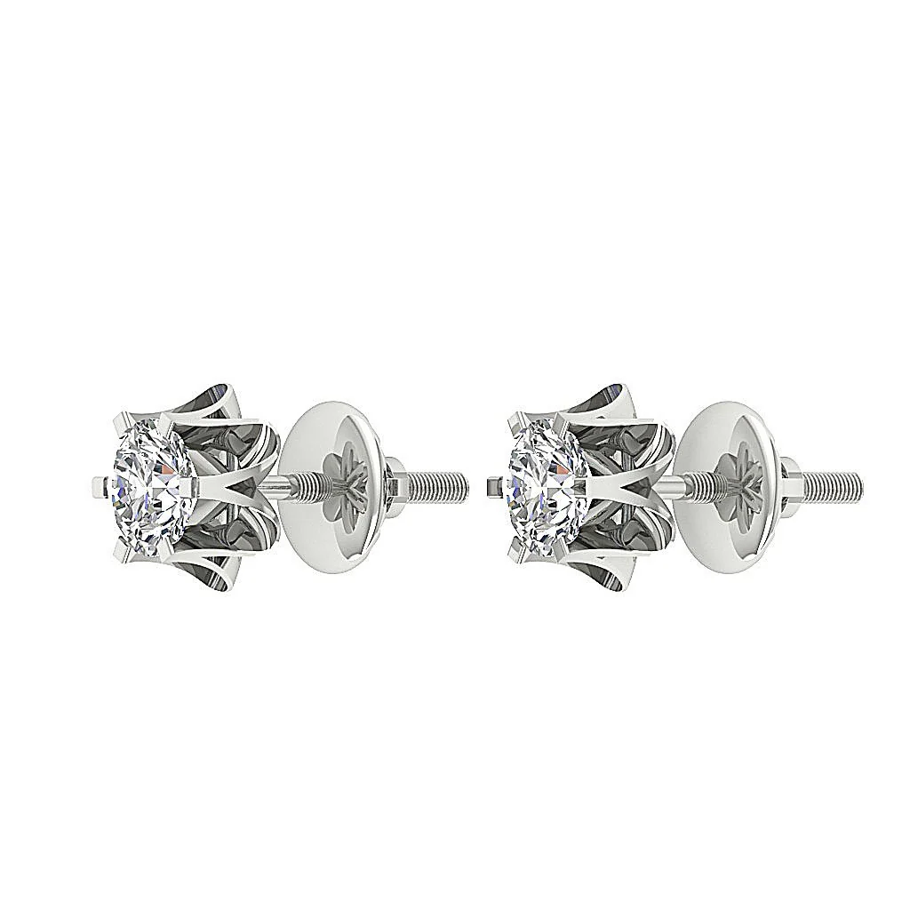 I1/SI1/VS1/VVS1 0.30Ct Solitaire Round Cut Diamond Stud Earring 14K Yellow Gold - Image 10