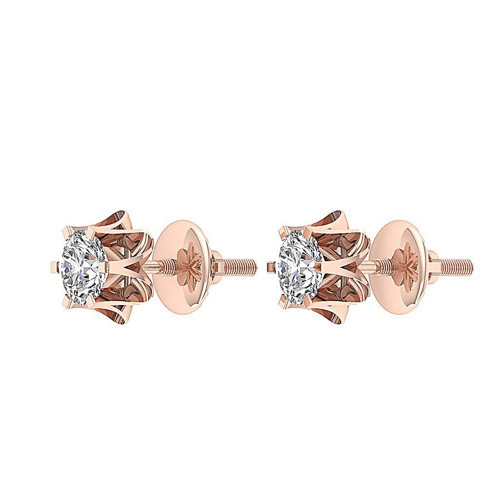 I1/SI1/VS1/VVS1 0.30Ct Solitaire Round Cut Diamond Stud Earring 14K Yellow Gold - Image 12