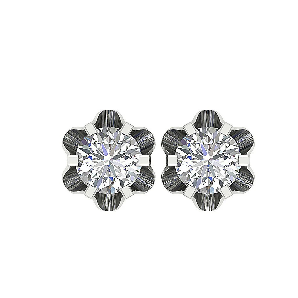 I1/SI1/VS1/VVS1 0.30Ct Solitaire Round Cut Diamond Stud Earring 14K Yellow Gold - Image 2