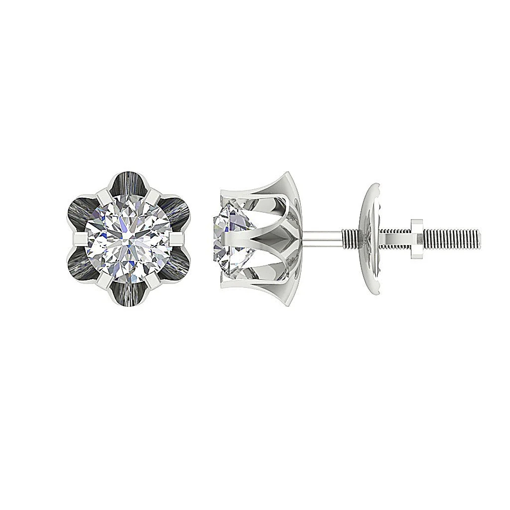 I1/SI1/VS1/VVS1 0.30Ct Solitaire Round Cut Diamond Stud Earring 14K Yellow Gold - Image 5