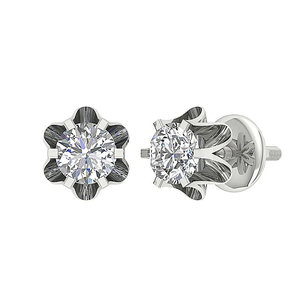 I1/SI1/VS1/VVS1 0.30Ct Solitaire Round Cut Diamond Stud Earring 14K Yellow Gold - Image 7