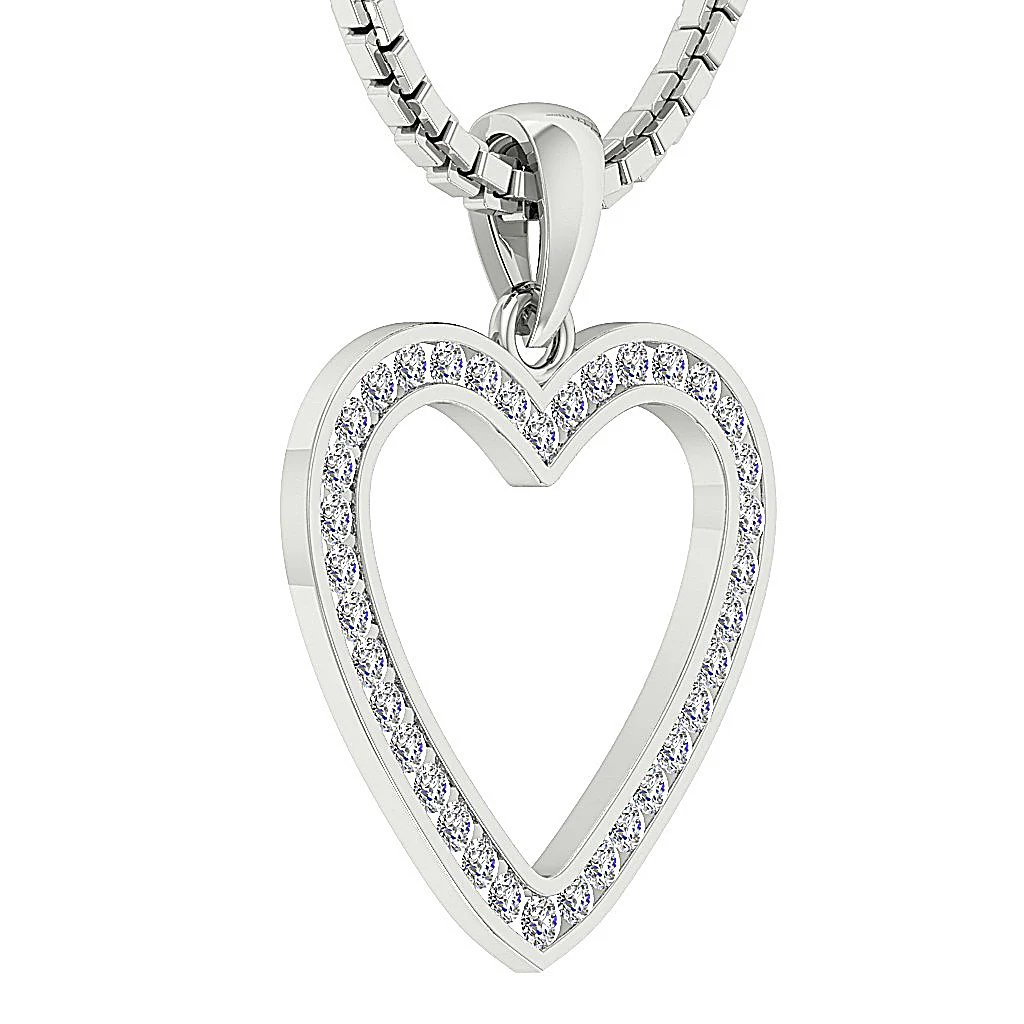 The Ricardo Unique  Heart Shape Diamond Pendant Channel Set 14K Solid Gold 0.98 inch - Image 4