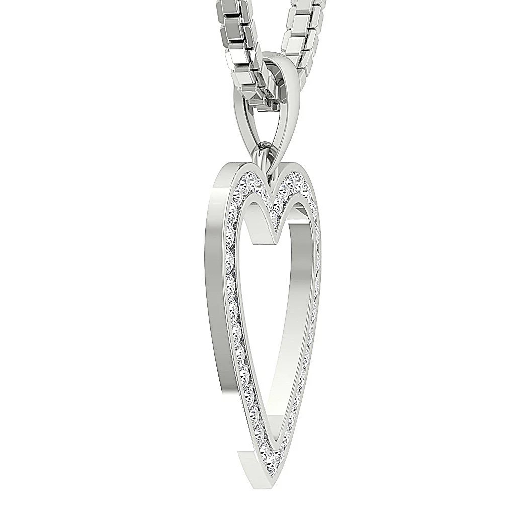 The Ricardo Unique  Heart Shape Diamond Pendant Channel Set 14K Solid Gold 0.98 inch - Image 7