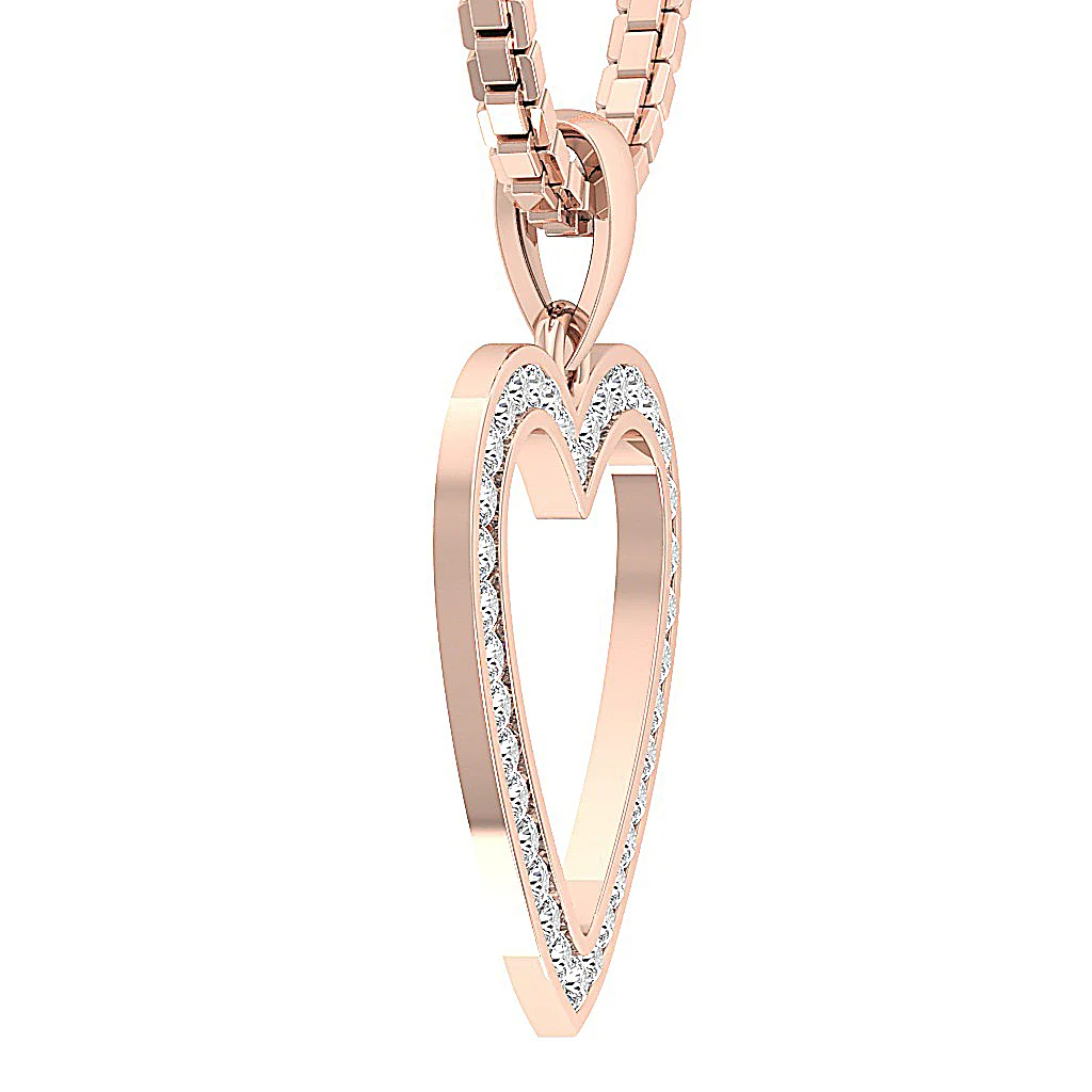 The Ricardo Unique  Heart Shape Diamond Pendant Channel Set 14K Solid Gold 0.98 inch - Image 9
