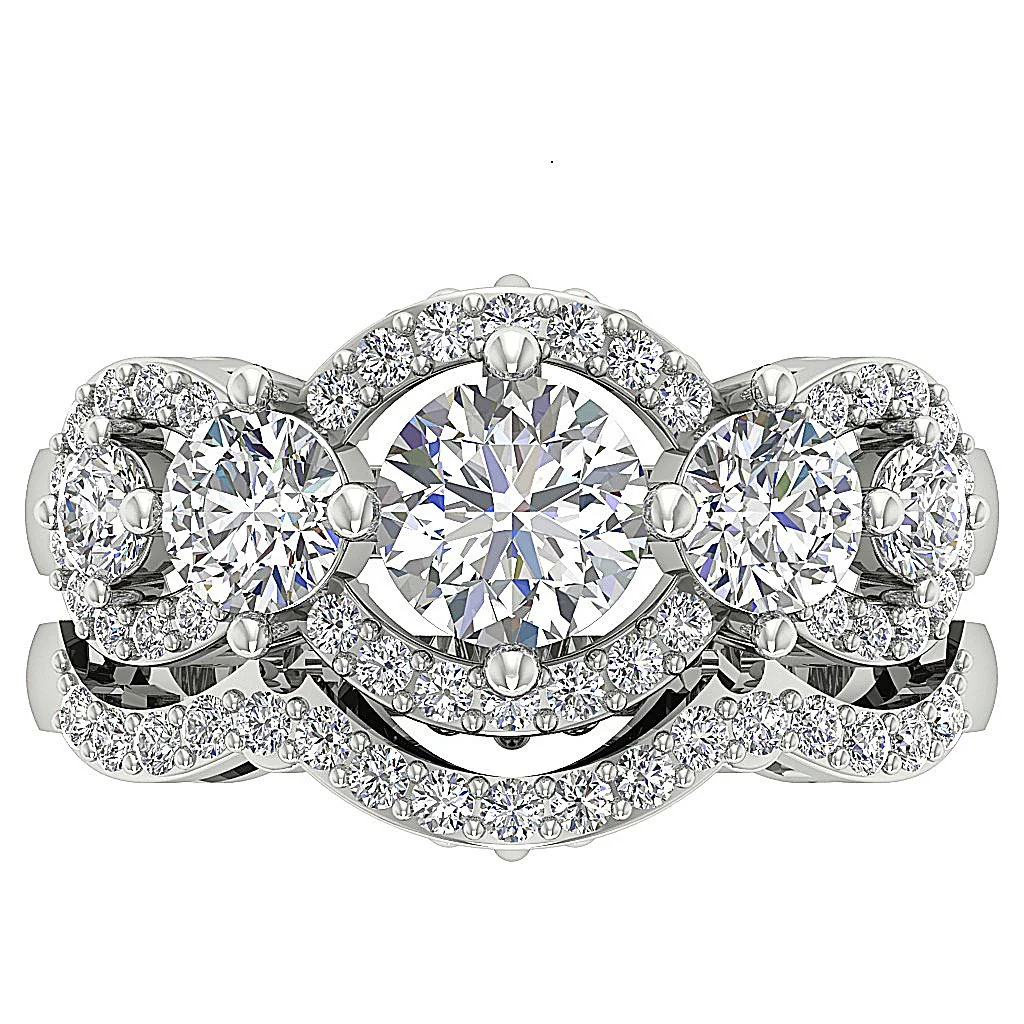 The Ridge Round Brilliant Cut Solitaire Diamond Ring Bridal Engagement Ring Sets 14K White Gold - Image 6