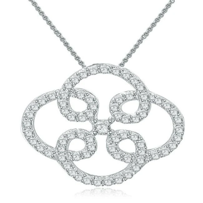 The Riley Classsic Fashion Pendant Necklace Genuine Diamond Pave Set White Gold