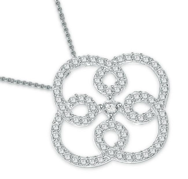 The Riley Classsic Fashion Pendant Necklace Genuine Diamond Pave Set White Gold - Image 3