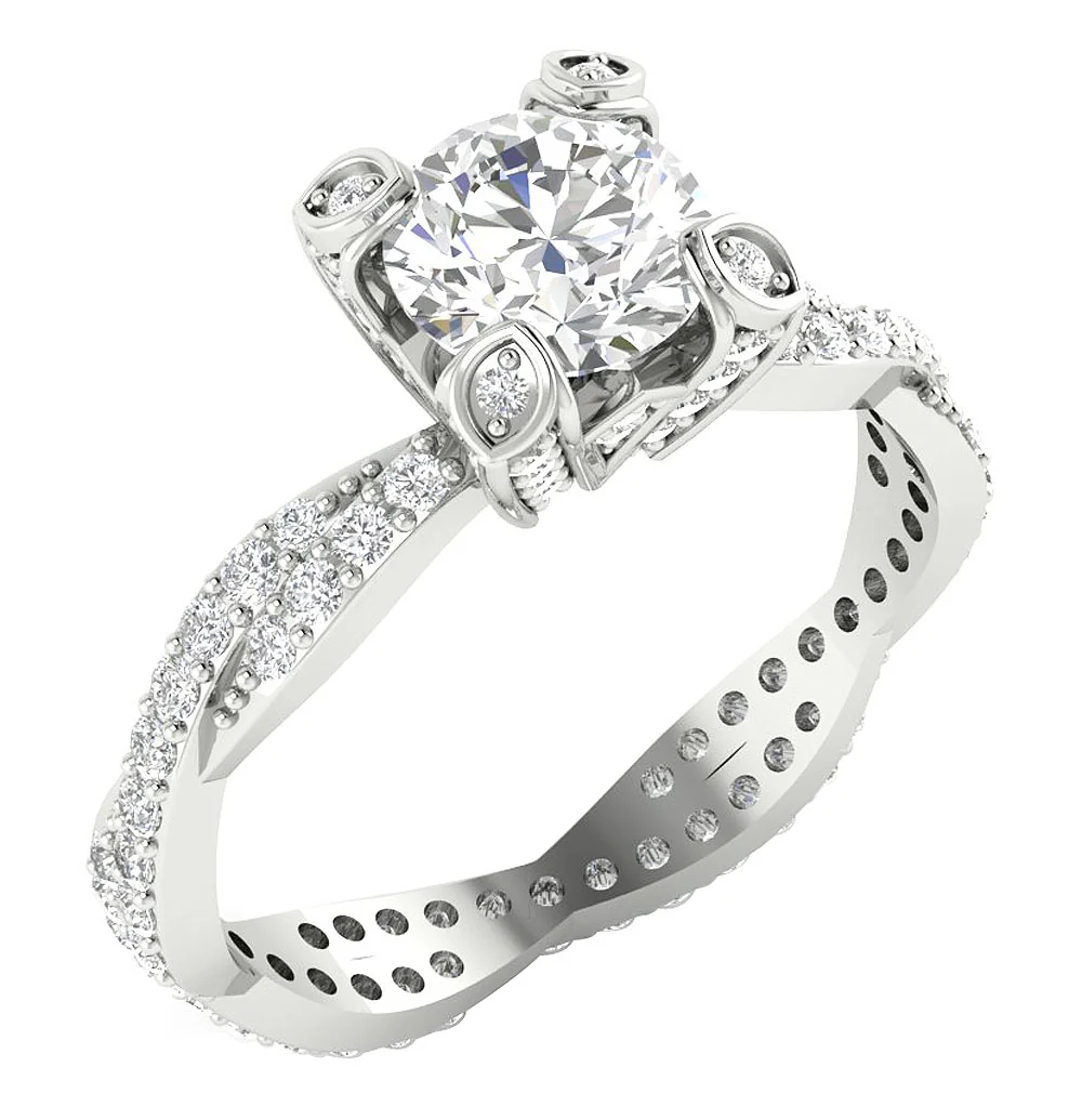 The Robin Eternity Solitaire Diamond Engagement Ring 14K White Yellow Rose Gold
