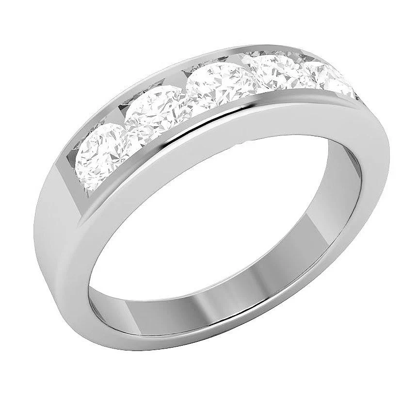 The Rocco Five Stone Channel Set Round Diamond Wedding Ring Rose Gold 5 MM - Image 3
