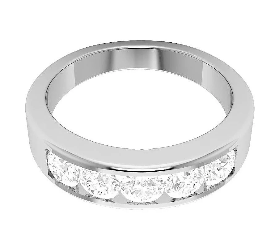 The Rocco Five Stone Channel Set Round Diamond Wedding Ring Rose Gold 5 MM - Image 4