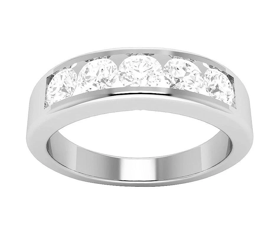 The Rocco Five Stone Channel Set Round Diamond Wedding Ring Rose Gold 5 MM - Image 5