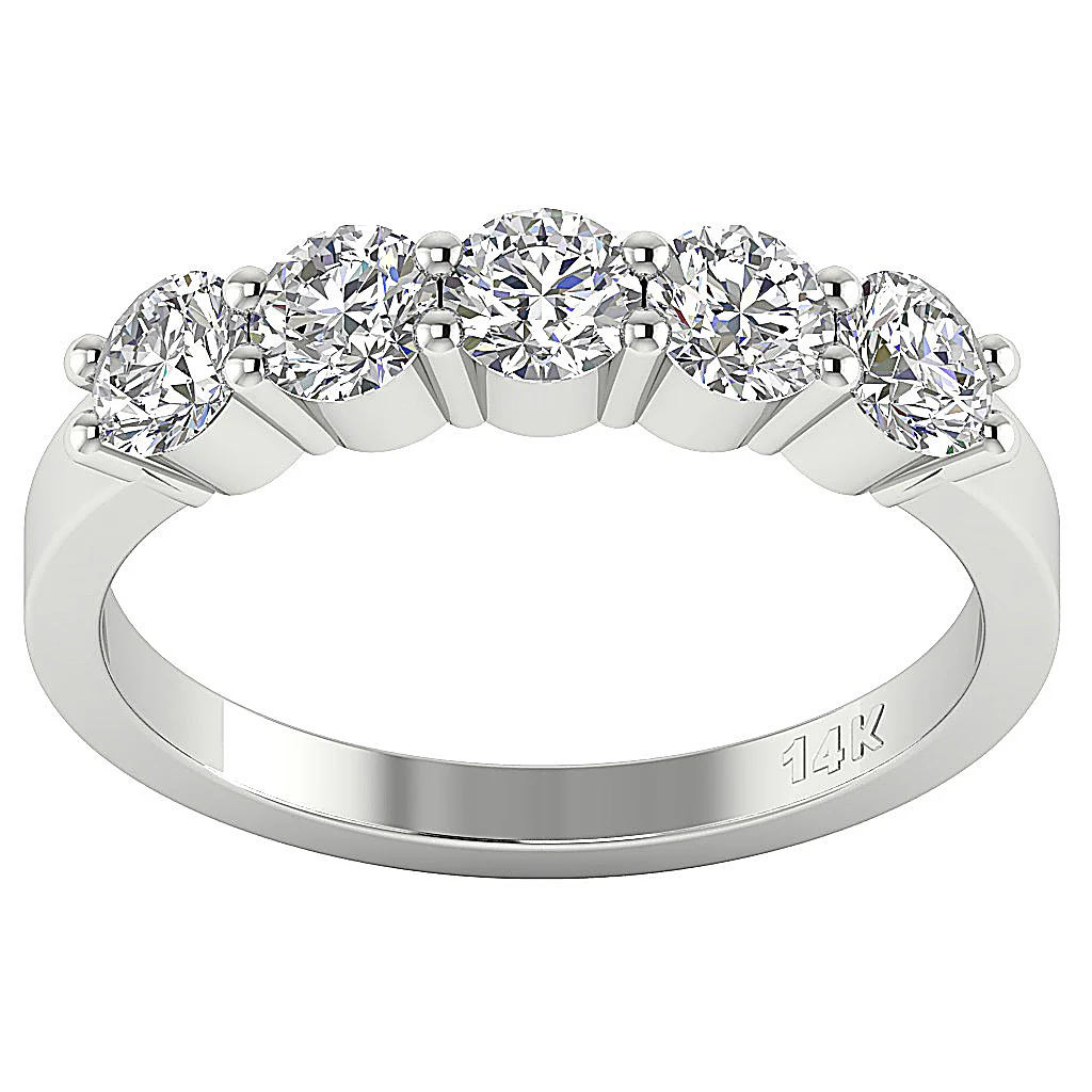 The Rodrigo White Gold Classic Five Stone Diamond Engagement Ring Prong Set