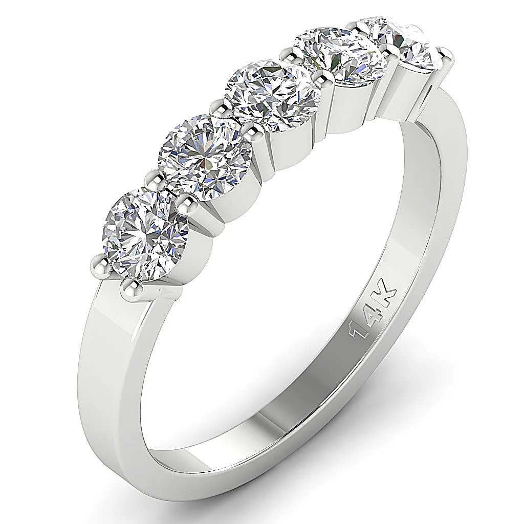 The Rodrigo White Gold Classic Five Stone Diamond Engagement Ring Prong Set - Image 2