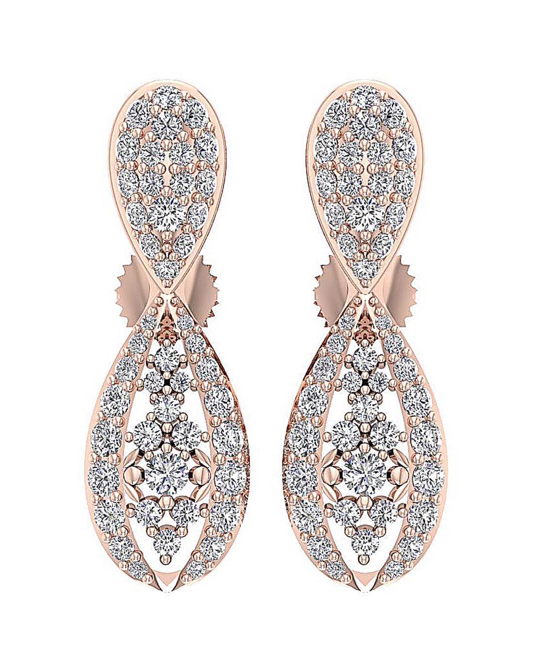 The Roman Beautiful Fashion Stud Earring Natural Diamond 14K Solid Gold Screw Back - Image 4