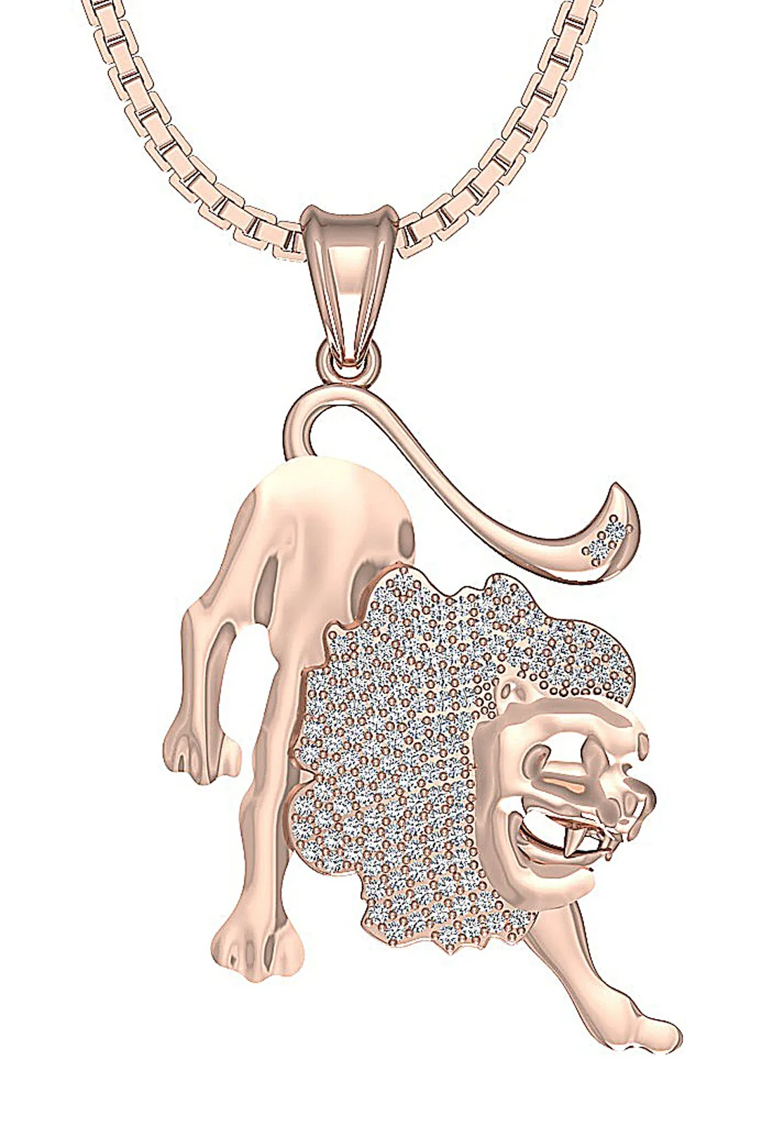 The Rory 14k Solid Gold Leo Zodiac Sign Fashion Pendant Natural Diamond 1.28 Inch - Image 2