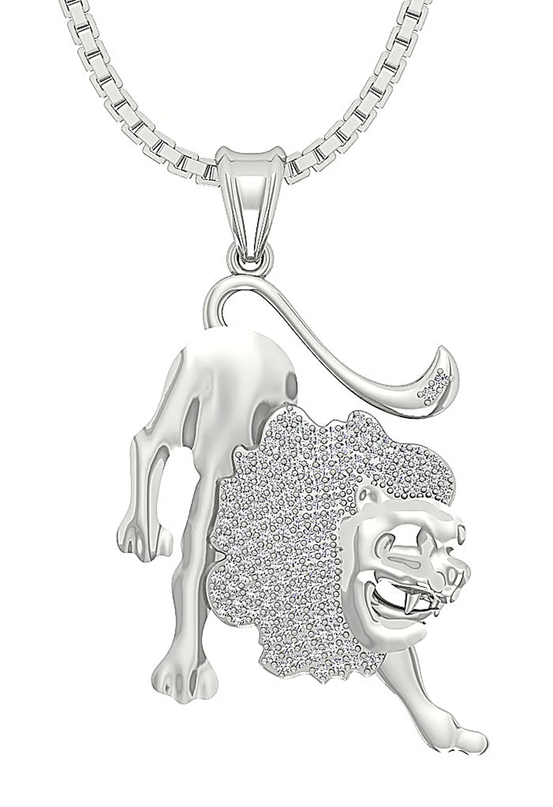 The Rory 14k Solid Gold Leo Zodiac Sign Fashion Pendant Natural Diamond 1.28 Inch - Image 3