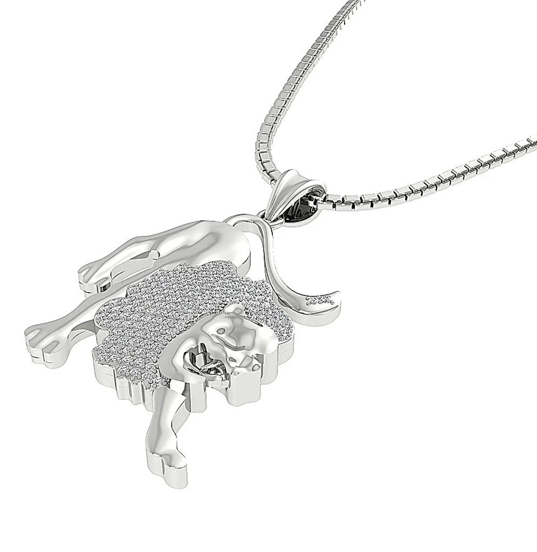 The Rory 14k Solid Gold Leo Zodiac Sign Fashion Pendant Natural Diamond 1.28 Inch - Image 4