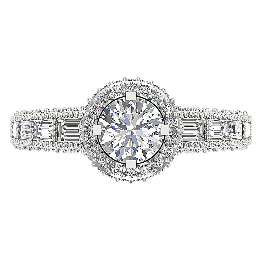 The Roselyn Baguette Round Natural Diamond 14K Yellow Gold Engagement Ring - Image 6
