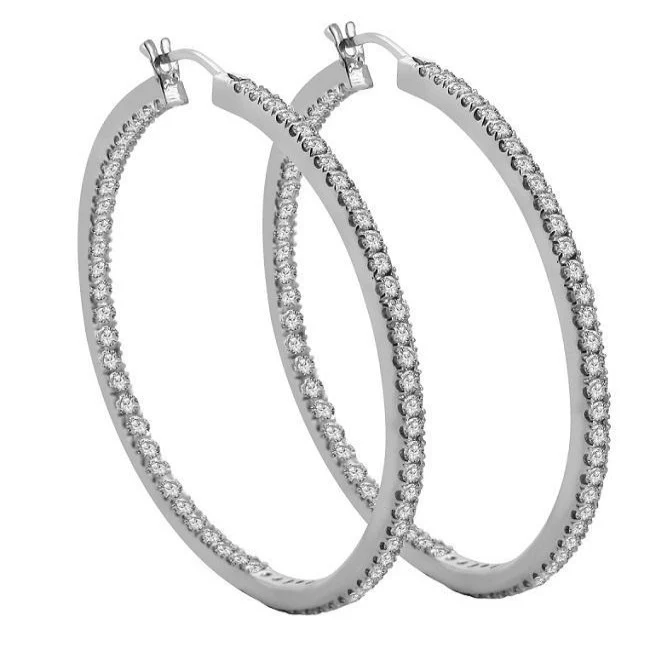 The Rowan Natural Round Diamond 3.30 Carat In Outside Hoops Earring 14K Gold - Image 3