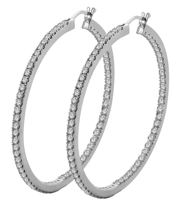The Rowan Natural Round Diamond 3.30 Carat In Outside Hoops Earring 14K Gold - Image 4