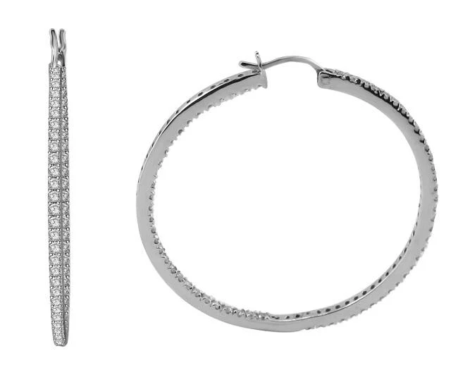 The Rowan Natural Round Diamond 3.30 Carat In Outside Hoops Earring 14K Gold - Image 5
