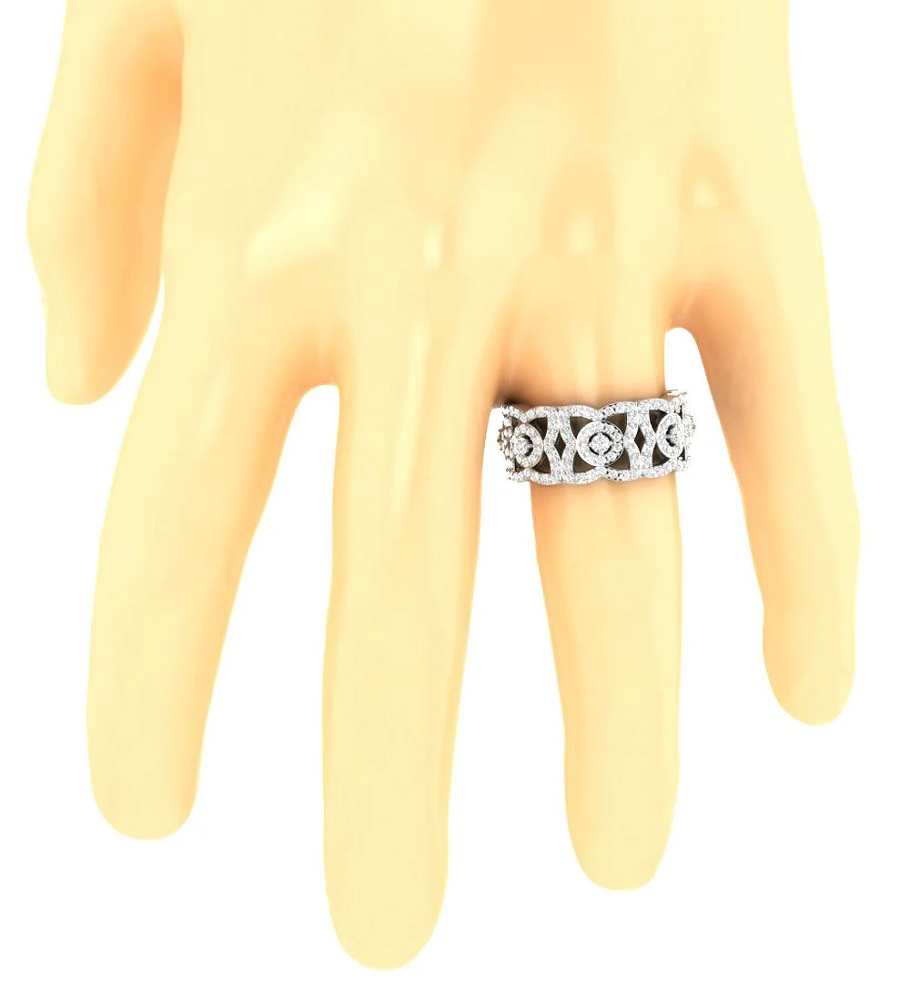 The Rowan Unique Eternity Anniversary Ring 14K Solid Gold Natural Diamond Band - Image 7