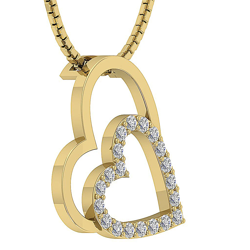 The Royal For Women Twin Heart Pendant Round Cut Diamond 14K Solid White Gold - Image 5