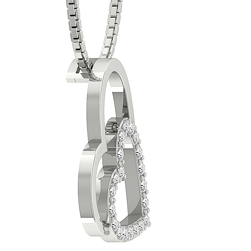 The Royal For Women Twin Heart Pendant Round Cut Diamond 14K Solid White Gold - Image 7