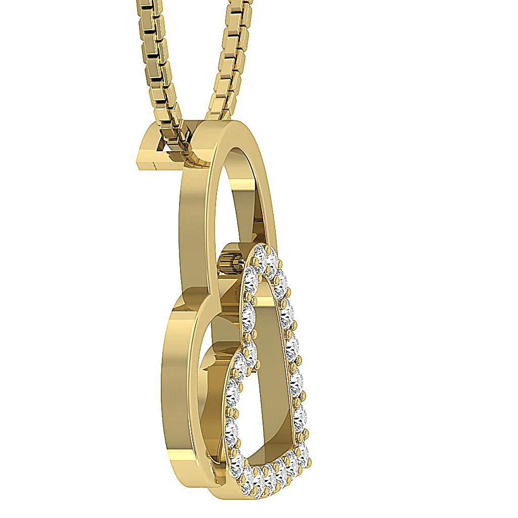 The Royal For Women Twin Heart Pendant Round Cut Diamond 14K Solid White Gold - Image 8