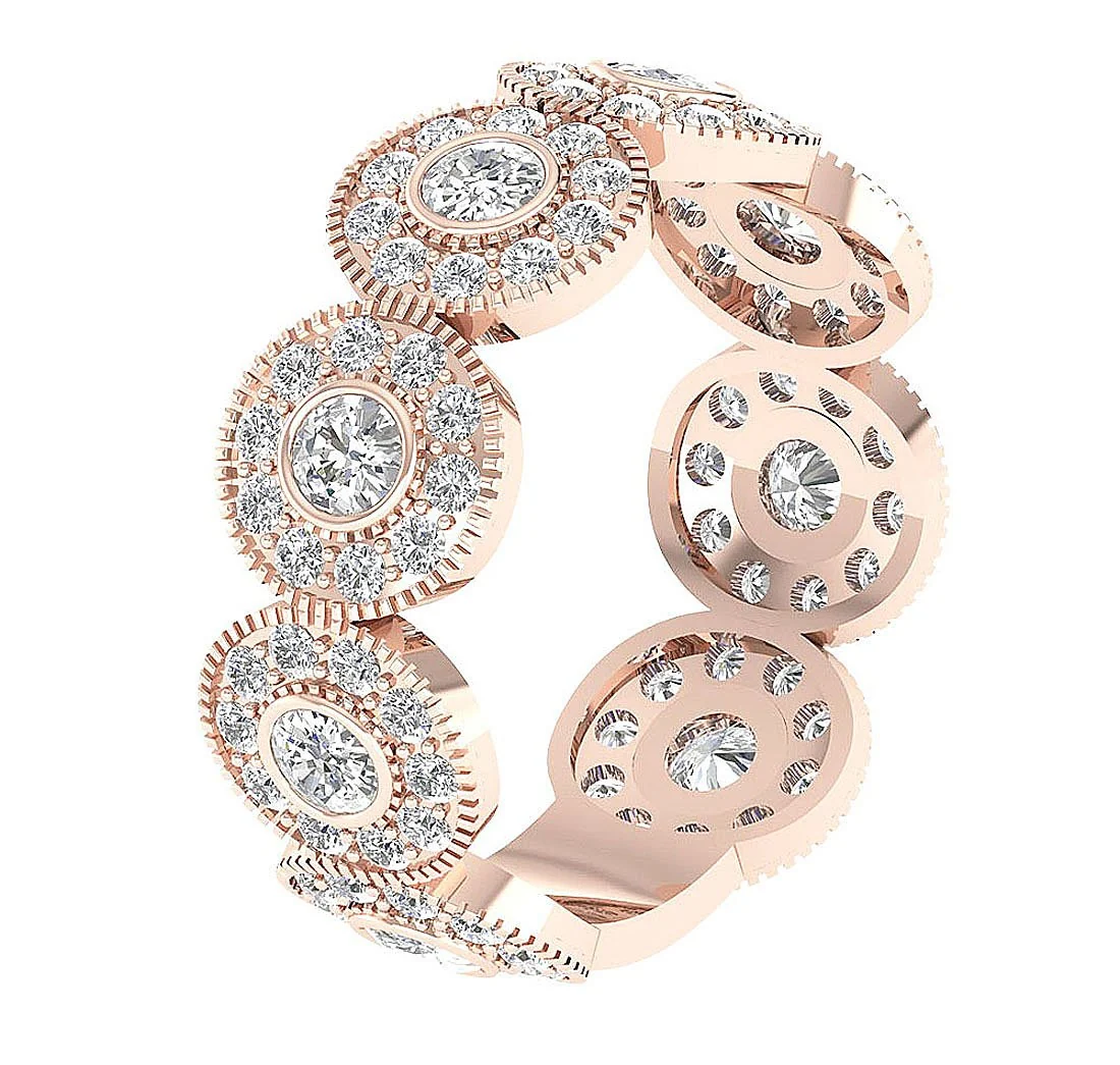 The Royal Halo Round Cut Diamond Yellow Gold Full Eternity Wedding Ring For Women - Image 3
